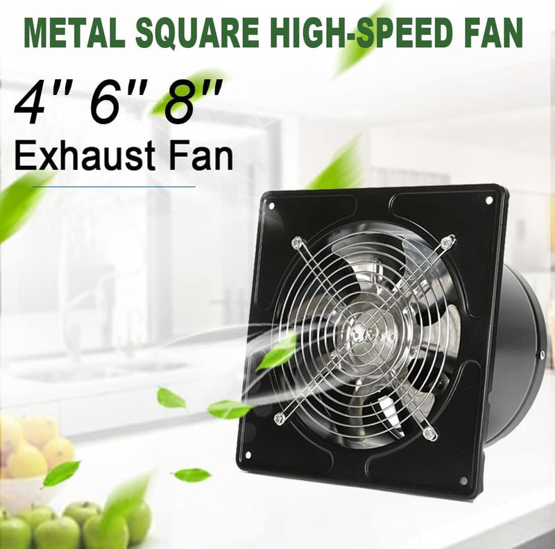 4 inch Exhaust Fan Metal Iron Ventilation Extractor, Silence with Anti-backflow Check Valve Window and Wall Mount Vent Fans for Home Office Kitchen Bathroom Grow Tent Garage Black 4 inch