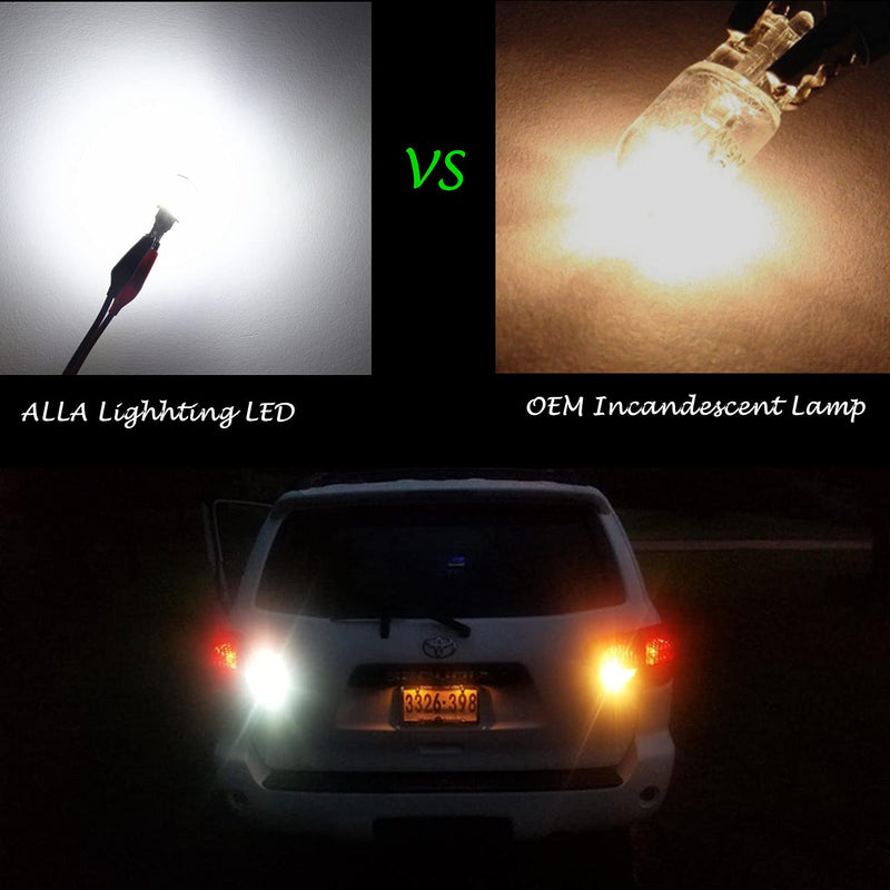 Alla Lighting 2600lm T10/T15 912 921 Strobe LED Back-up Reverse, 3rd Brake Lights Bulbs, 6000K White Super Bright 922 W16W 906 4014-SMD Flashing Lamps for Cars, Trucks, RVs, SUVs 6000K Xenon White Strobe T15 912 921