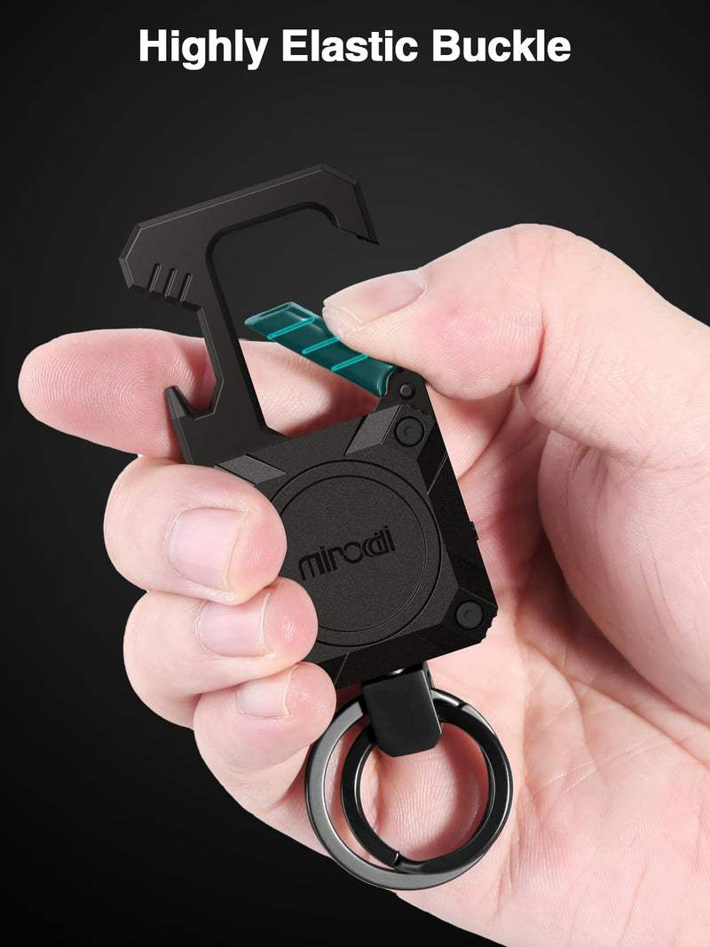 Miroddi Keychain with Smart Tracker, Men's Keychain Works with Find My(iOS Only), Heavy Duty Car Key Chains with Bottle Opener Fob Carabiner, Key Finder, GPS Anti-lost, Rechargeable, Black