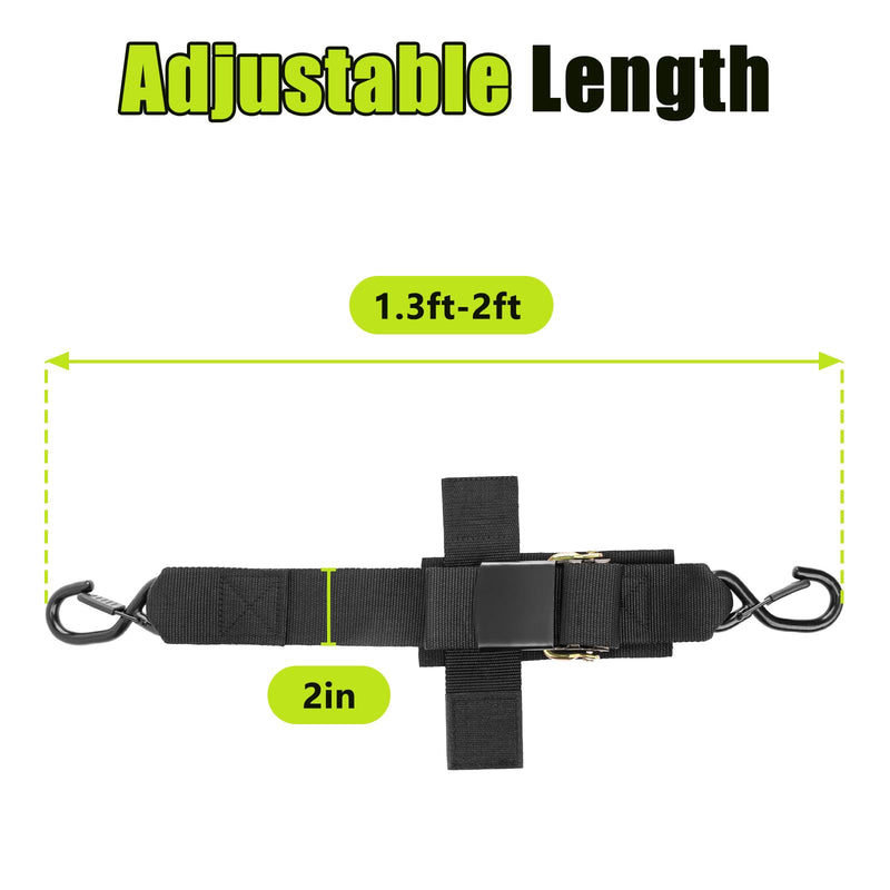 2" x 24" Boat Trailer Tie Down Straps, Secure Transom Hauling (2-Pack) | for Boats, Pontoons, Jet Skis & Kayaks, Rust-Resistant Hooks, 2 ft Length 2in x 24in