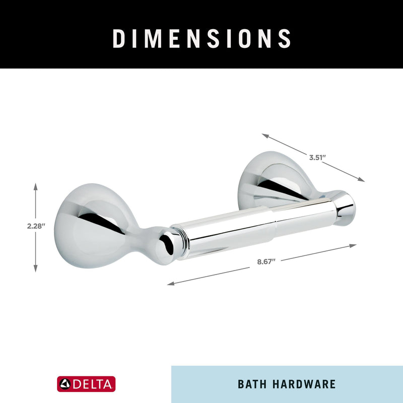 Delta Foundations (1-Pack) Toilet Paper Holder Polished Chrome Tissue Roll Spring-Loaded Rod| Bathroom Decor | Organizers and Storage | Wall Mounted Accessories FNDS50-PC No Size