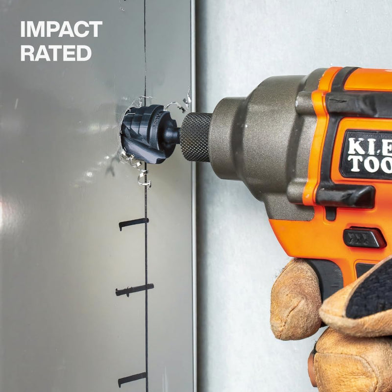 Klein Tools QRST2S Quick-Release Step Bit Set, 3-Piece, Durable Aluminum Titanium Coating, Impact-Rated Hex Shank