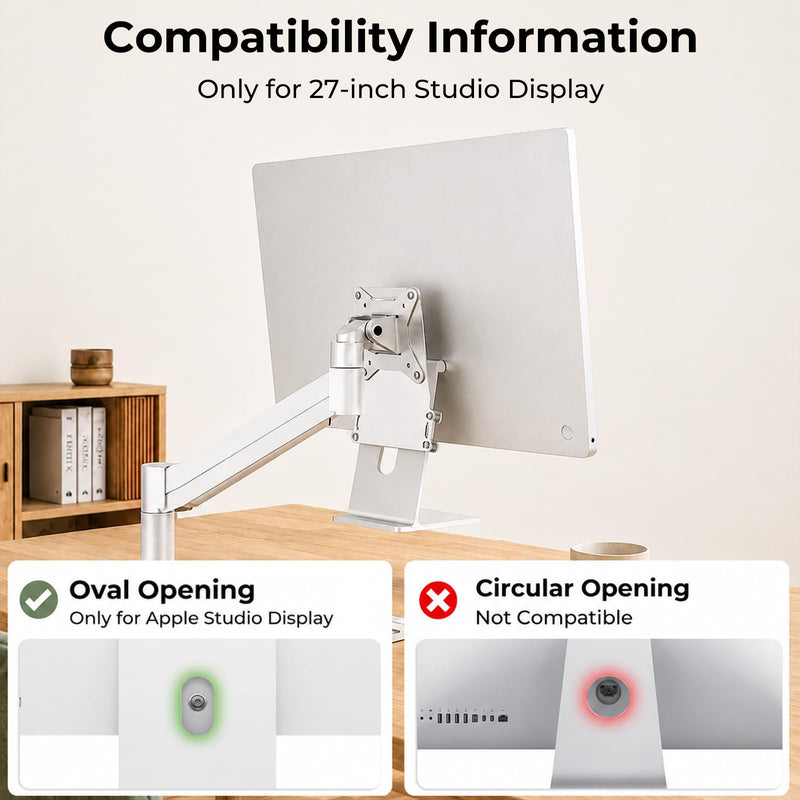 Metal VESA Adapter Plate Bracket Only for Apple 27" Studio Display, VESA Mount Adapter Kit Converts to 75x75/100x100 VESA Patterns, Includes All Screws & 2 Cable Ties, White