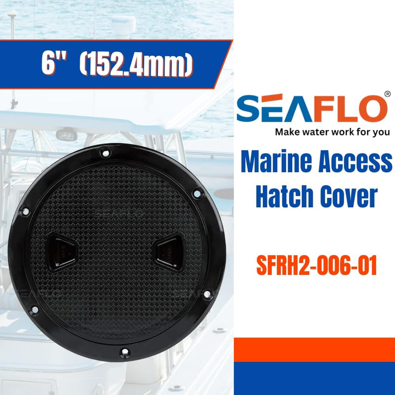 SEAFLO Marine Circular Non-Slip Screw Out Deck Plate Inspection Access Hatch 4"/6"/8" White/Black/Tan Black 6"