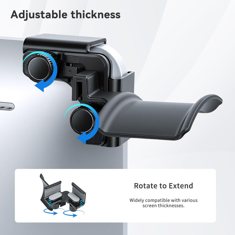 aceyoon Monitor Headphone Stand Clamp-On 360° Rotating Screen Headphones Holder Adjustable Anti-Slip Universal Headset Hanger for Monitor, Desk Organizer