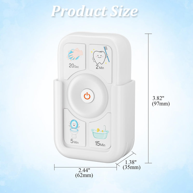 Timer for Kids Brushing: 2 Minutes Teeth Brush 20 Seconds Hand Washing 5 Min Toilet 15 Min Shower, Time Management Tool for Children - 2pcs White 2white