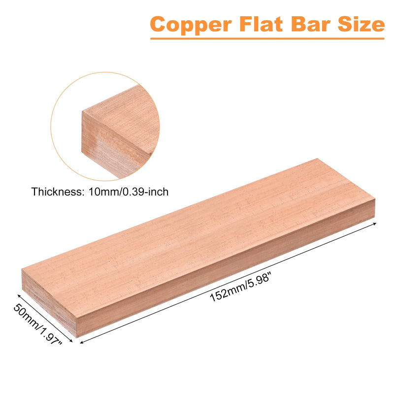 uxcell Copper Flat Bar, 3/8" Thickness x 2" Width x 6" Length Copper Bus Bar Stock Plate Mill for Electrical (10mm x 50mm x 152mm) 3/8" T x 2" W x 6" L(10x50x152mm) 1