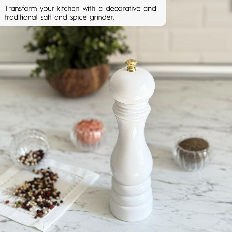 Walnut Color Wooden Salt Hand Mill 22 cm-8.66 inch (White) White