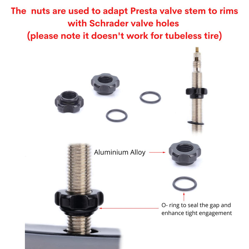 Schrader to Presta Rim Adapter, Converting Rim (Wheel) with Schrader Valve Hole to Presta Valve Stem Grommet, One Pair (2 pcs)