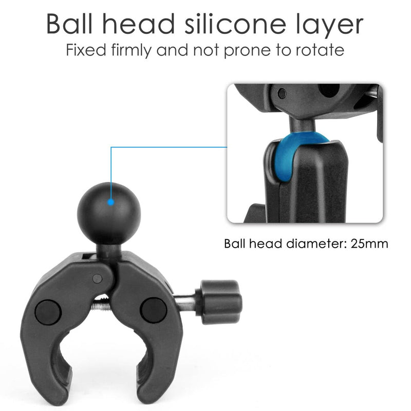 Double Super Clamp Camera Mount with Magic Arm for Chair/Photography Reflector/Light/Pole, Umbrella Clamp with 360° Rotation Double Ball Head Adapter for Golf Push Carts/Strollers/Wagons