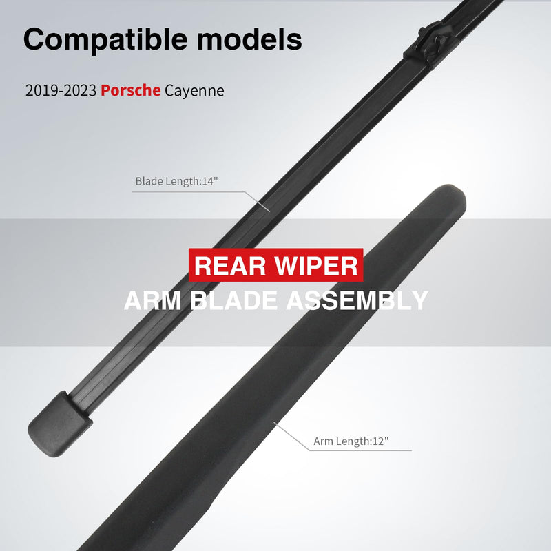 OTUAYAUTO Rear Windshield Wiper Arm Blade Set - Replacement for Porsche Cayenne 2019-2023 Replacement OE Style Back Wiper Kits Accessories Parts Rear Wiper Arm and Blade