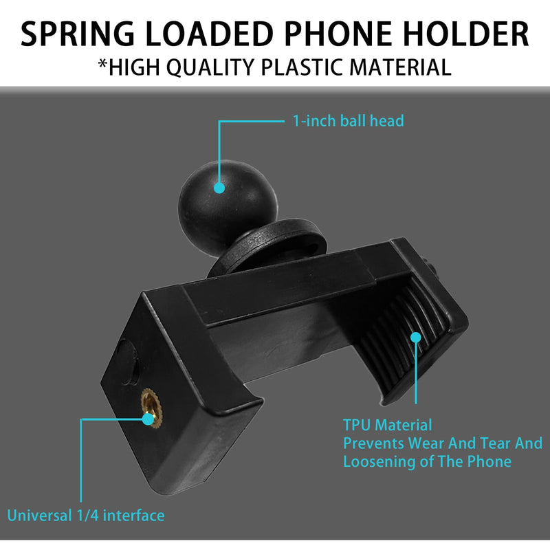 Phone Holder with 1" (25mm) Ball Head Adapter Compatible with RAM mounts B Size Double Socket arm & Bike Motorcycle Phone Mount for 4.7''-7.2'' Smartphone