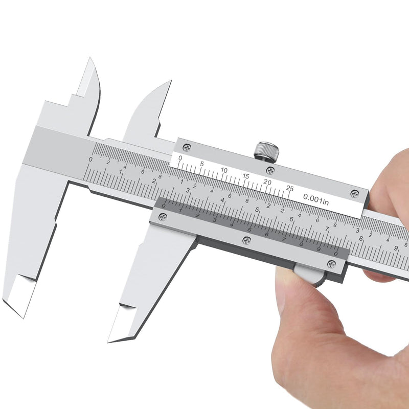 HDLNKAK Vernier Caliper 6 Inch + Stainless Steel Feeler Gauge 32 Blade, 6" Stainless Steel Non Digital Caliper, 0-6Inch/0-150mm，0.02mm/0.001" High Precision Caliper 6inch 0.01inch caliper + feeler gauge