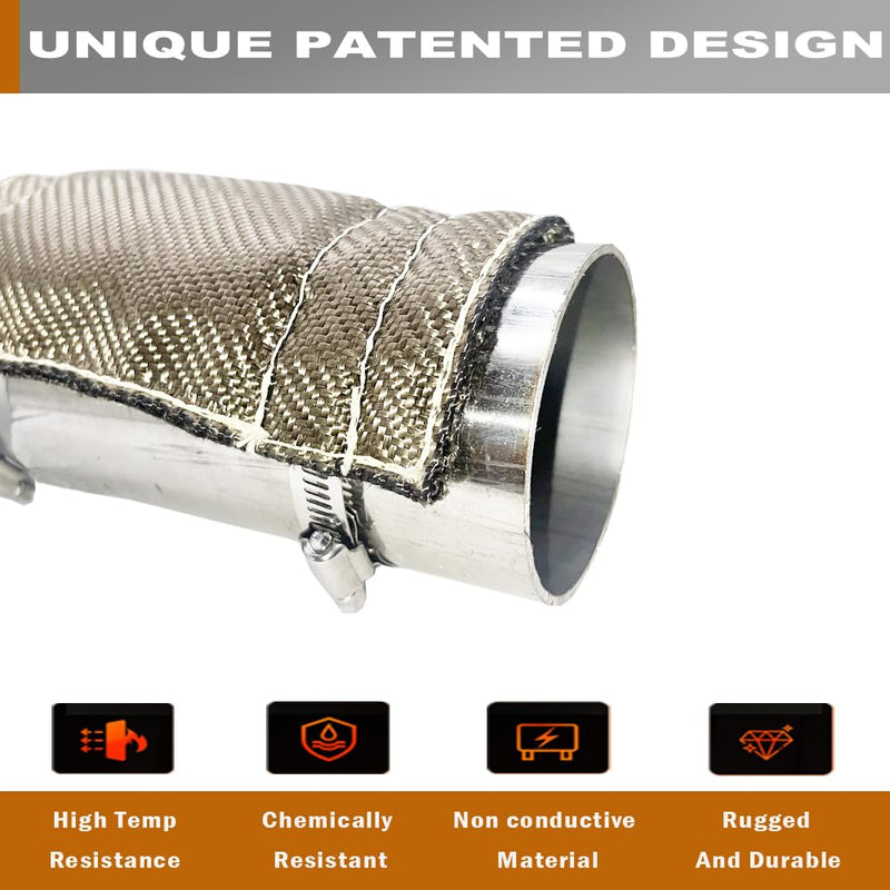 Titanium Pipe Heat Shield 6" x 12'' Exhaust Heat Shield Motorcycle Heat Guard Cover Wrap with 3 PCS Stainless Steel Clamps 6'' x 12''
