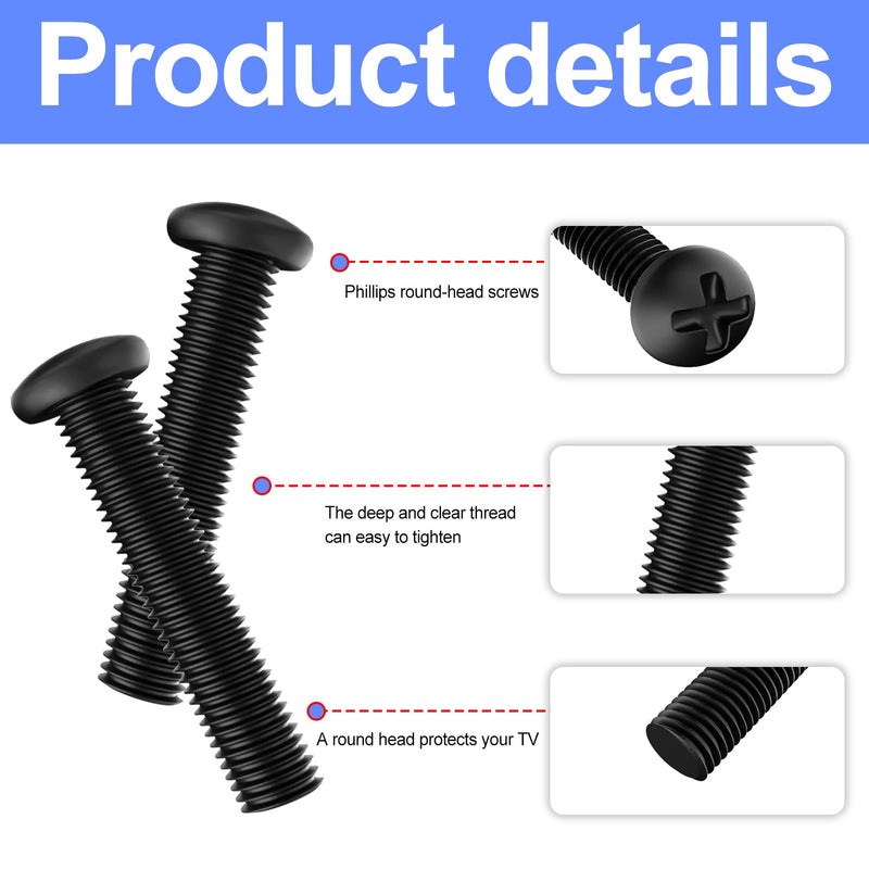 Screw Kit for LG TV Stand Screws, for 49 50 55 in LG TV Legs Screws, 55UK6500 55UJ6540 55UM7300 55UN6900 55LJ5500UA 50UK6500 50UM7300 50UN6900 49UJ6300 49UK6300 Screw