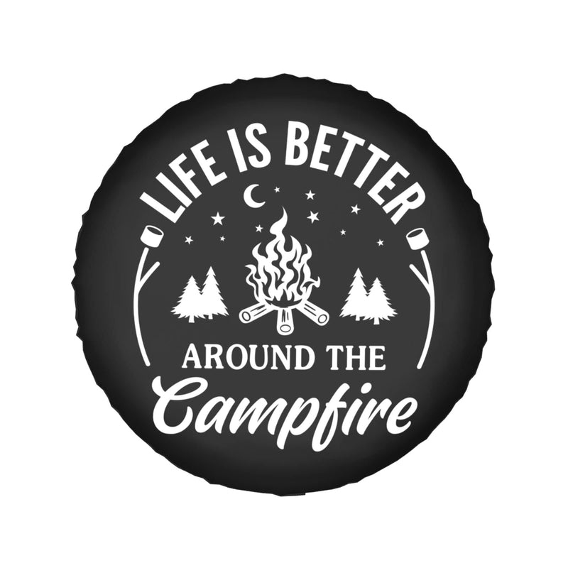 Life is Better Around The Campfire Rv Spare Tire Cover for RV Trailer Camper Wheel Protectors Weatherproof Universal for Trailer Rv SUV Truck Travel Trailers (15 inch) 15 inch