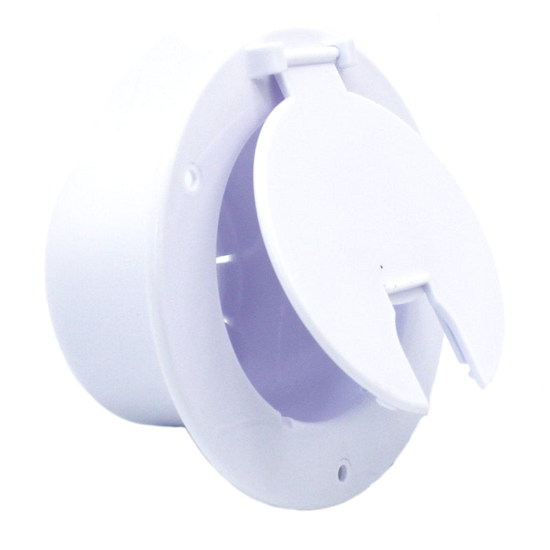 X-Haibei RV Cable Hatch, Round Trailer Camper Electric Power Cord Cable Hatch Cover for 30/50 Amp Cord, Fits 3-3/8 inch Dia. Hole, White Flip Up Cover