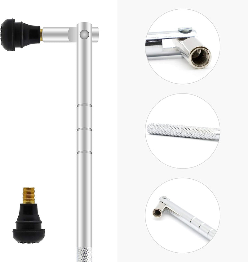 Valve Stem Puller Installer Tool, 5Pcs TR412, 5Pcs TR413, 5Pcs TR414 Tire Snap in Short Rubber Valve Stem, 4 Way Valve Core Remover, Single Head Tire Valve Core Remover Installer Tool(40Pcs) 40 PCS