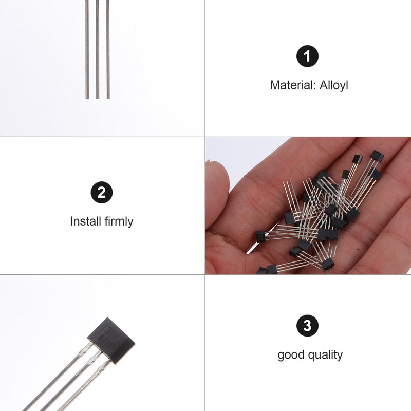 ULTECHNOVO 100pcs A3144 3144 Hall Effect Sensor for High-Temperature Operation (Pack of 2) 1.6X0.4cm (Pack of 2)