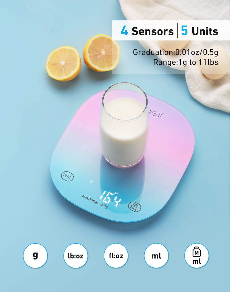 arboleaf Food Scale Rechargeable, Food Scales Digital Weight Grams and oz, Kitchen Scales Digital Weight, Smart Baking Measuring Food Scales for Kitchen Gift, Weight Loss, 0.1oz/0.5g, 22lbs/10kg Colour