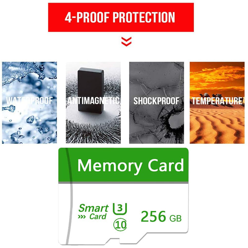 Memory Card 256GB Mini TF Card Ultra High Speed Smart Card for Android Phones,Action Camera,Tablets Expanded Storage Green&White