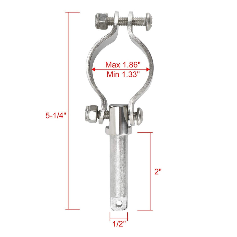 NovelBee 2 Pack of 316 Stainless Steel Clamp on Oarlocks or Rowlocks,1-5/8" Tube ;5.3" Length