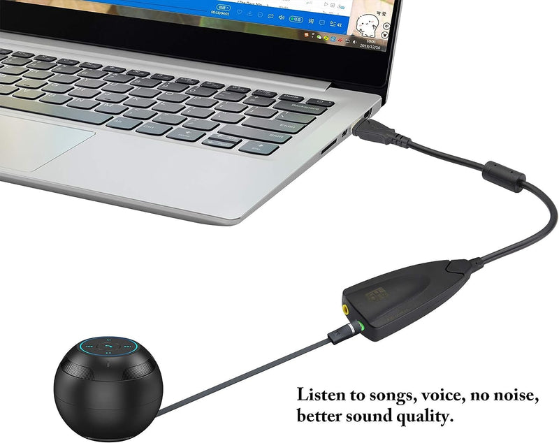 zdyCGTime USB External Stereo Sound Adapter 5hv2 Multi-Function USB 2.0 External 3D Virtual 7.1 Channel Sound Card Adapter with 3.mm Headphone Mic Jack for Mac Win 7 PC Laptop Desktop cable