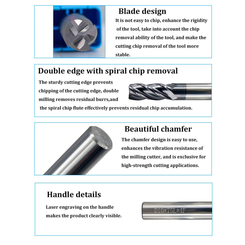 5 Pcs 5mm CNC Carbide End Mill Set, 4 Fultes Milling Cutter,Tungsten End Milling Bits Tool