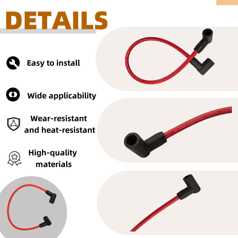 84059 Ignition Coil Wire, 18" 8.5mm Red 90° Boots High-Performance Coil to Spark Plug Cable, Compatible with HEI Style Terminal, Fit for Blaster 2 Coil