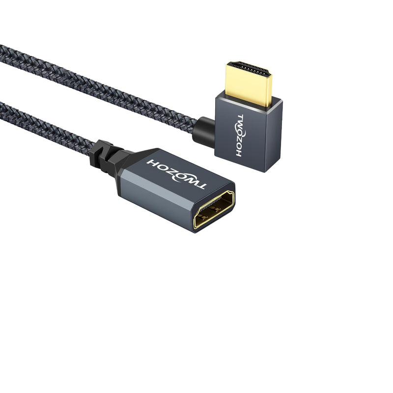 Twozoh HDMI Extension Cable 1.6FT, 90 Degree Right Angle Male to Female Cord, HDMI 2.0 Cable Adapter Support 4K@60Hz 3D HDR Right Angled 90° 1.6 FT