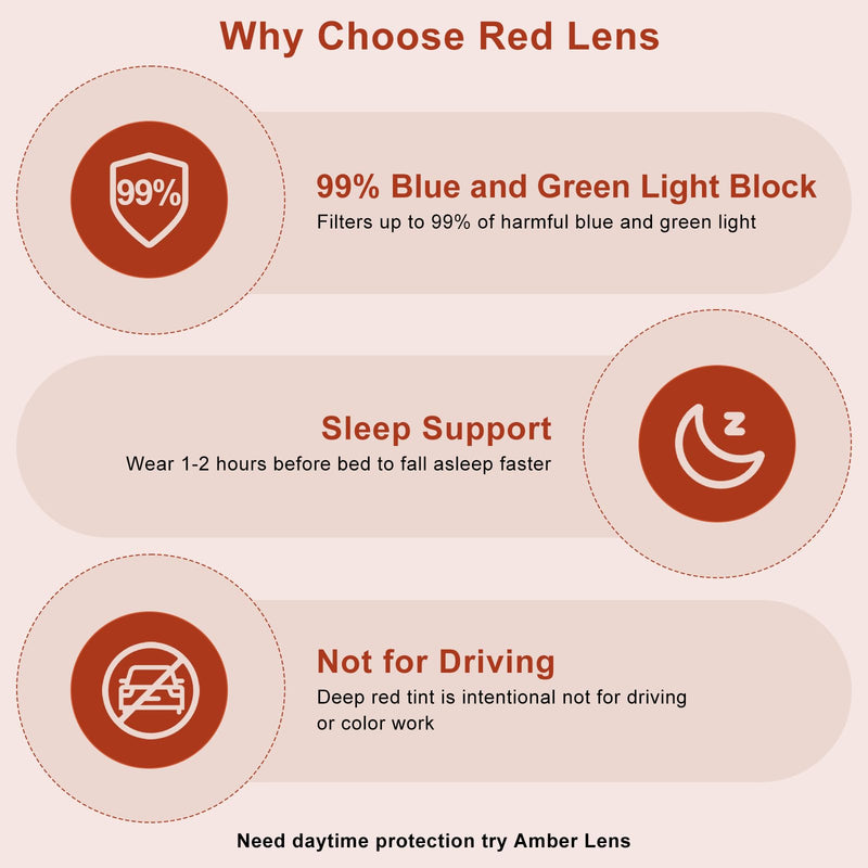 OKH Blue Light Blocking Glasses Amber and Red Lens for Women Men Computer Gaming Eye Strain Relief Sleep Aid Black/Red Lens