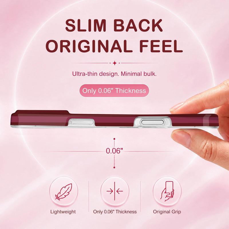 Aurorastar for iPhone 17 Pro Cute Burgundy Striped Soft Phone Case | Soft TPU Thin Slim Shockproof Protective Aesthetic Kawaii Summer Simple Cases for Women Girls, Burgundy Stripes