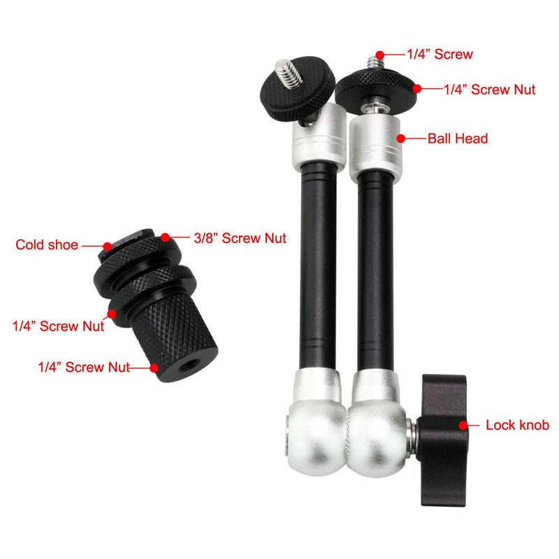 Haoge 11" Inch Adjustable Friction Articulating Magic Arm for DSLR Rig Camera LCD Monitor LED Light Flash Lights Microphone TPCAST HTC Vive Vive Pro Base Station lightinghouse