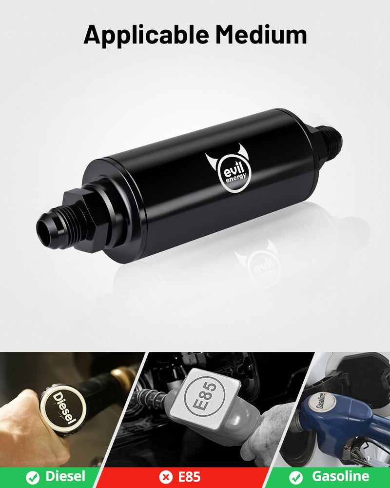 EVIL ENERGY 6AN 8AN 10AN Inline Fuel Filter 10 Micron 50MM Aluminum