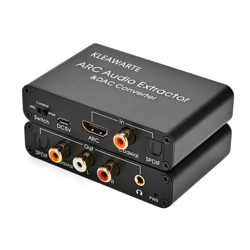 HDMI ARC Adapter ARC Audio Extractor ARC HDMI SPDIF/Optical Coaxial to Stereo Audio SPDIF Coaxial L/R 3.5mm Jack for TV 192KHz Digital to Analog Converter DAC Converter