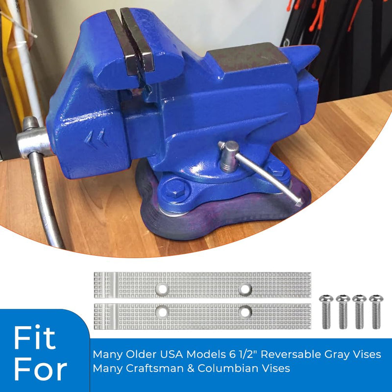 for Craftsman Replacement-bench-vise-jaws for Many Older USA Models 6 1/2" Reversable Gray Vises Silver