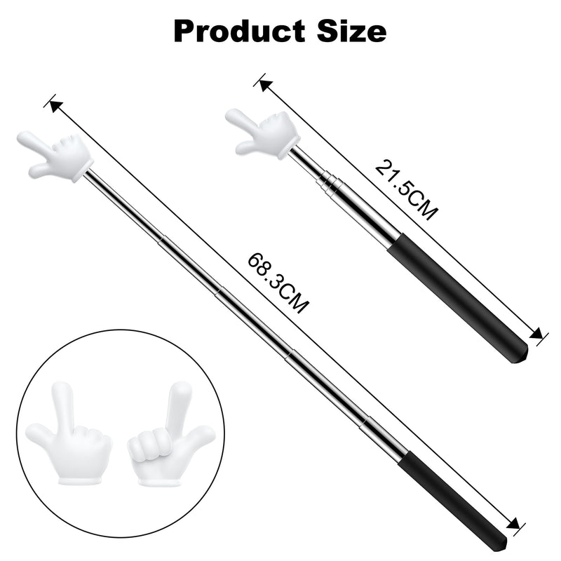 2Pcs Telescopic Teacher Pointer, Extendable Handheld Pointer Finger Pointer Stick, Mini Classroom Pointer for Elementary School Kindergarten Teacher, Classroom Supplies (Black)