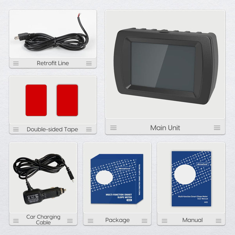 MR CARTOOL M85 Car Inclinometer GPS Speedometer Roll Angle & Pitch Angle with Compass Display for All Off-Road Vehicles