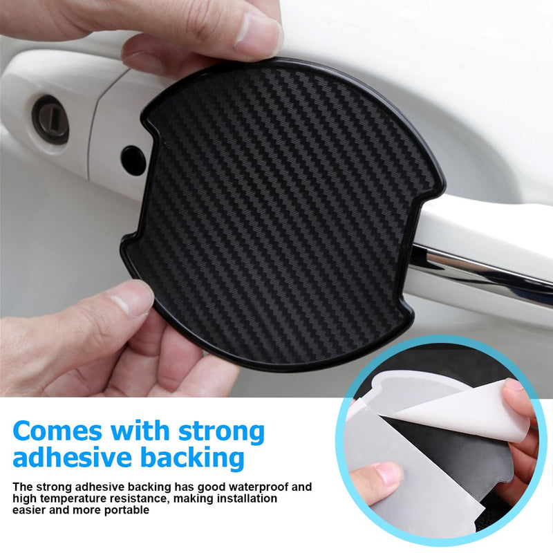 Mandark Car Door Handle Cup Scratch Protector, 4PCS 3D TPU Carbon Fiber Vehicle Door Bowl Sticker, Automotive Door Handle Paint Protective Film Cover Accessories, Universal for Most Cars (Large) Large