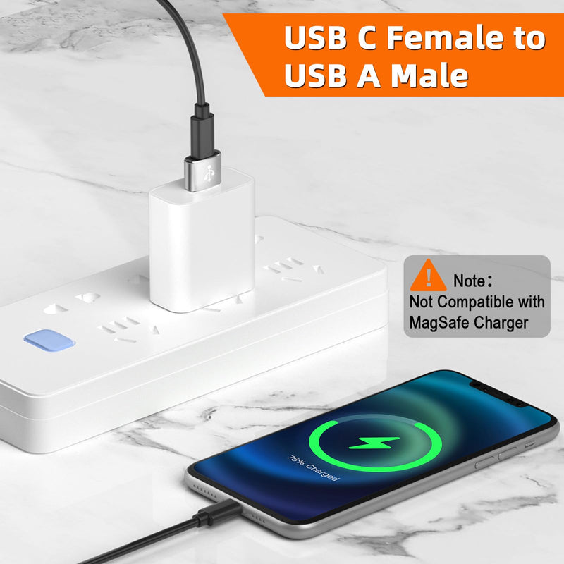 USB C Female to USB Male Adapter 5-Pack Type C to USB A Converter for Charging/Data Compatible with iPhone 15 Plus/Pro Max,iPad Pro/Air 4/Mini 6,Samsung Galaxy S24/S23/S22/S21,More (Silver) Silver