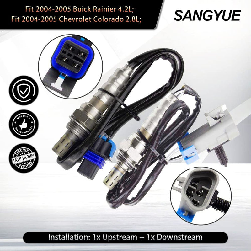 2X Oxygen O2 Sensor for 2004-2005 Chevrolet Trailblazer Trailblazer EXT Buick Rainier 4.2L Upstream + Downstream