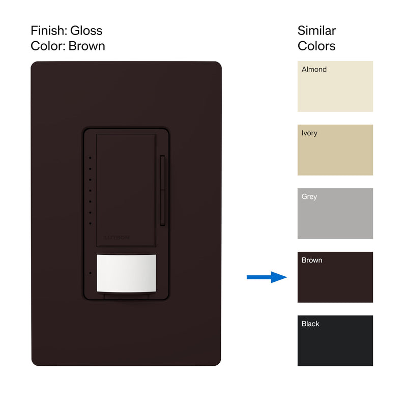 Lutron Maestro Motion Sensor Dimmer Switch for Bathroom, Garage, Laundry Room, and Closet, Occupancy and Vacancy Sensor, Single-Pole/Multi-Location, No Neutral Req, MSCL-OP153M-BR, Brown 1 Pack