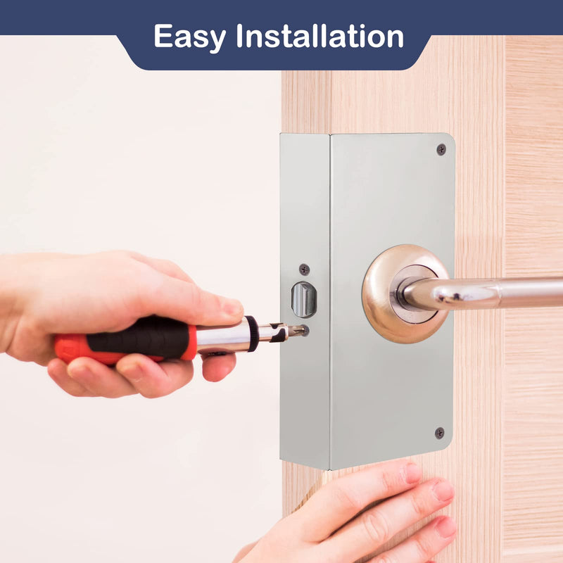 Door Reinforcement Plate, Stainless Steel, Fits 1-3/4" Doors, 2-3/8" Backset, Lock and Door Reinforcer Security, Door Knob/Lock/Latch/Deadbolt Cover Plate, Reinforce and Repair Wood/Metal Doors SHL-60-45 Satin Nickel