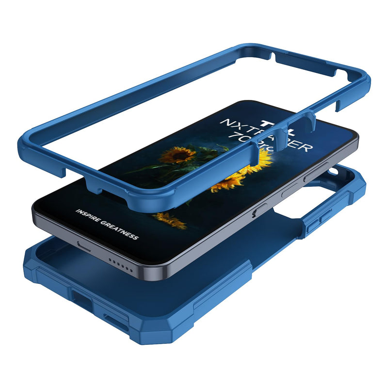 for TCL NXTPAPER 70 Pro 5G Phone Case with Screen Protector Blue | TCL NXTPAPER 70 Pro Case Full Body Protection Front PC Back Soft Silicone Bumper,Heavy Duty Protection Shockproof Corner