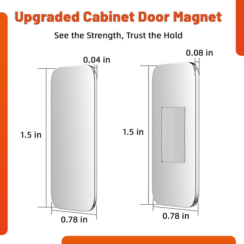 20 Pack No Drill Magnetic Cabinet Catch, Jiayi Invisible Ultra Thin Drawer Magnets, Stainless Steel Magnet Latch with Strong Adhesive for Quiet Closure, Bathroom Vanities, Desks, Closets, French Doors Silver 20