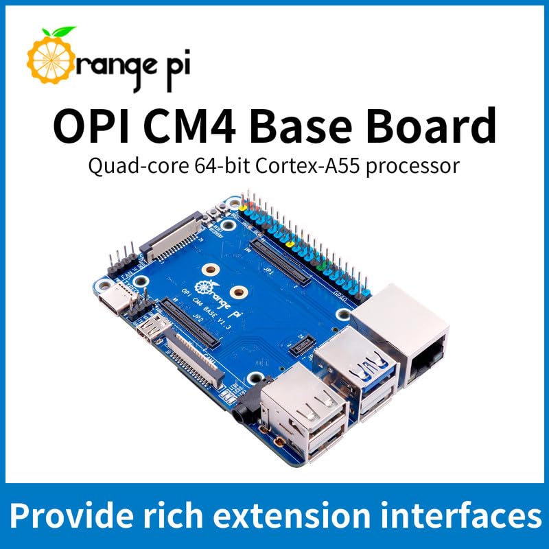 Orange Pi Compute Module 4 Kit 4GB+32GB, Rockchip RK3566 Quad-Core 64-Bit with Base Board,Orange Pi CM4 4GB RAM 32GB eMMC Flash,Support 2.4/5.0GHz Wi-Fi & Bluetooth 5.0 (CM44G32G+Base Board) CM44G32G+Base Board