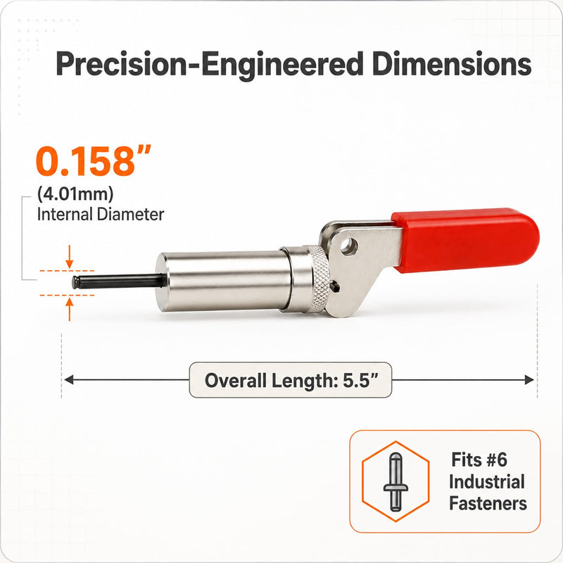 Professional Plunger Tool for #6 Style Barrel Fasteners, 0.158" Inner Diameter, High-Carbon Steel Construction with Ergonomic Handle