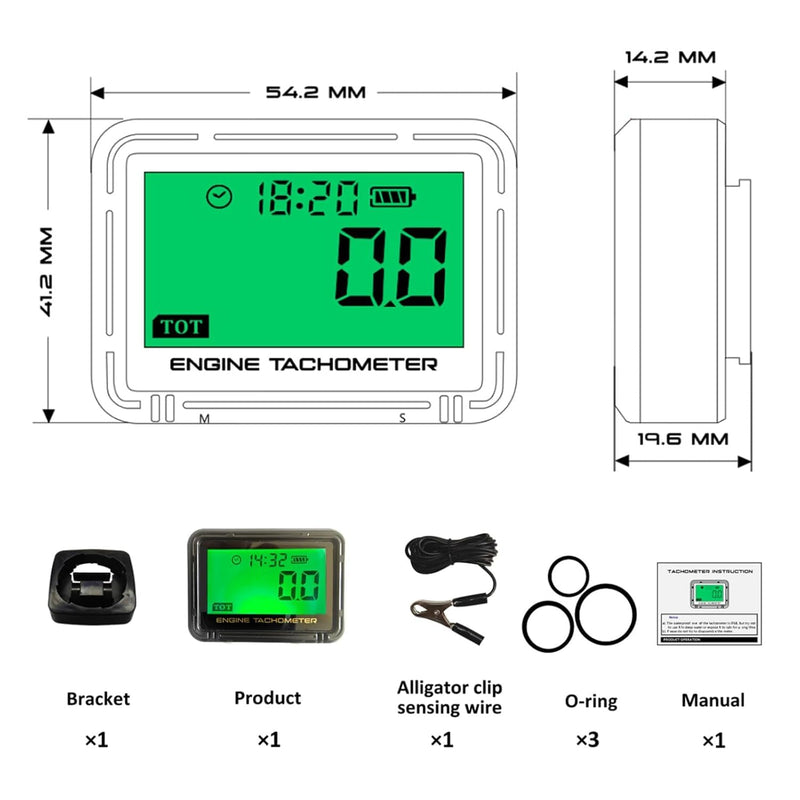 Small Engine Tachometer, Tachometer for Small Engines,Digital Tachometer, Motorcycle, Chainsaw, Lawn Mower, Snowmobile, Kart, Marine, ATV, Boat - RPM Meter and Hour Gauge