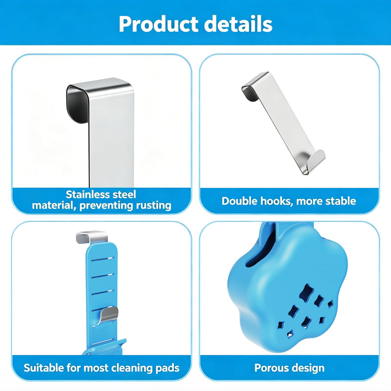 Adjustable Toilet Tank Tablet Holder, 2 Pcs, Silicone | Hanging Silicone Basket with Rust-Resistant Hook for Bowl Cleaner Tablets, Prevents Residue in Water Tank Blue-Star Style 2 Pc