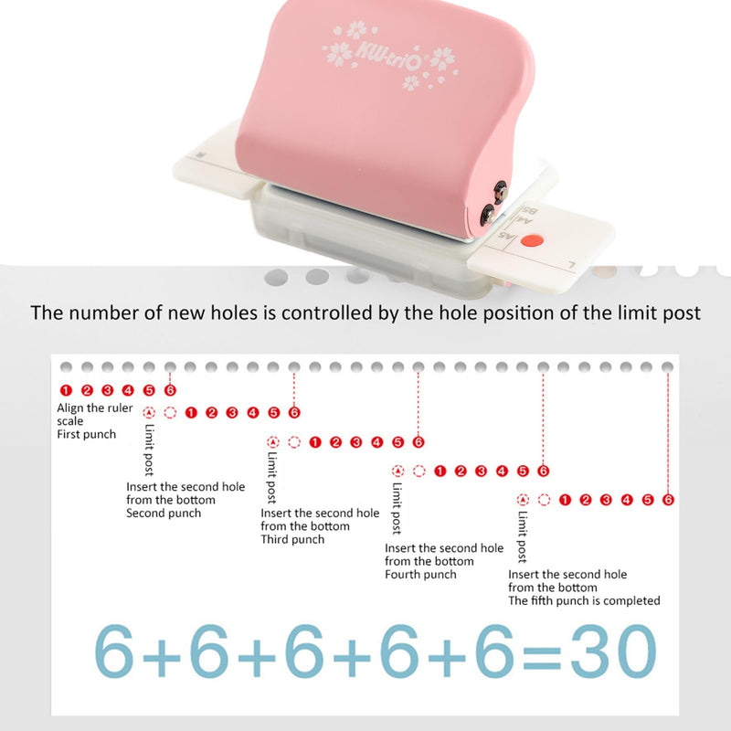 99H9 Hole Puncher, Pink Small Multi Hole Punch, 26Hole 30Hole 20Hole Paper A4 B5 A5 Looseleaf Manual Punching Machine